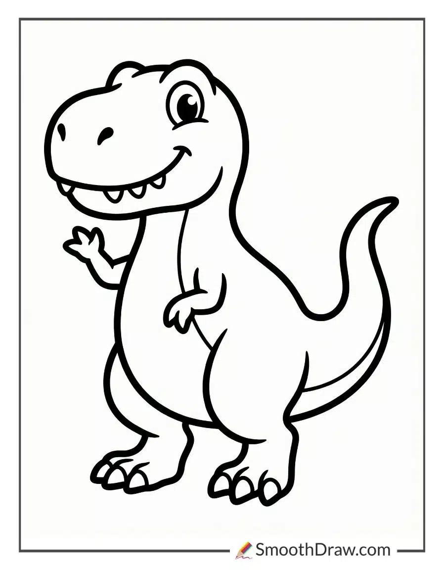 Friendly T Rex Waving Hello