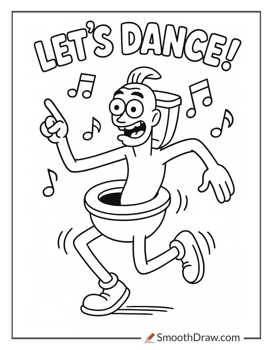 Funny Skibidi Toilet Dance Coloring Page