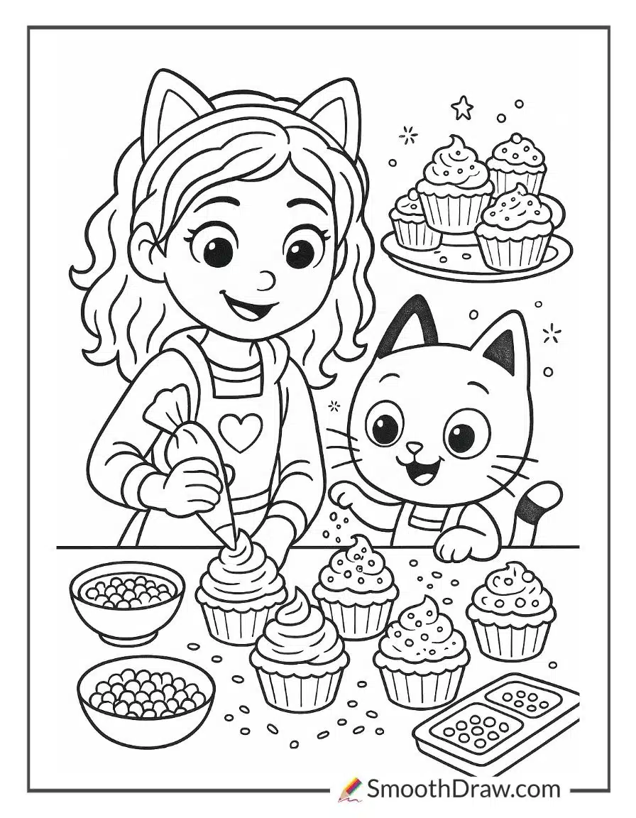 Gabby And Cakey Cat Frosting Cupcakes