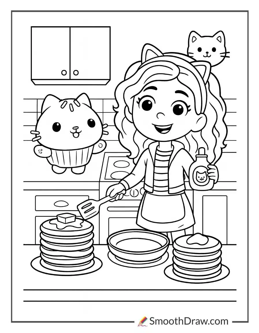 Gabby And Cakey Cat Making Pancakes