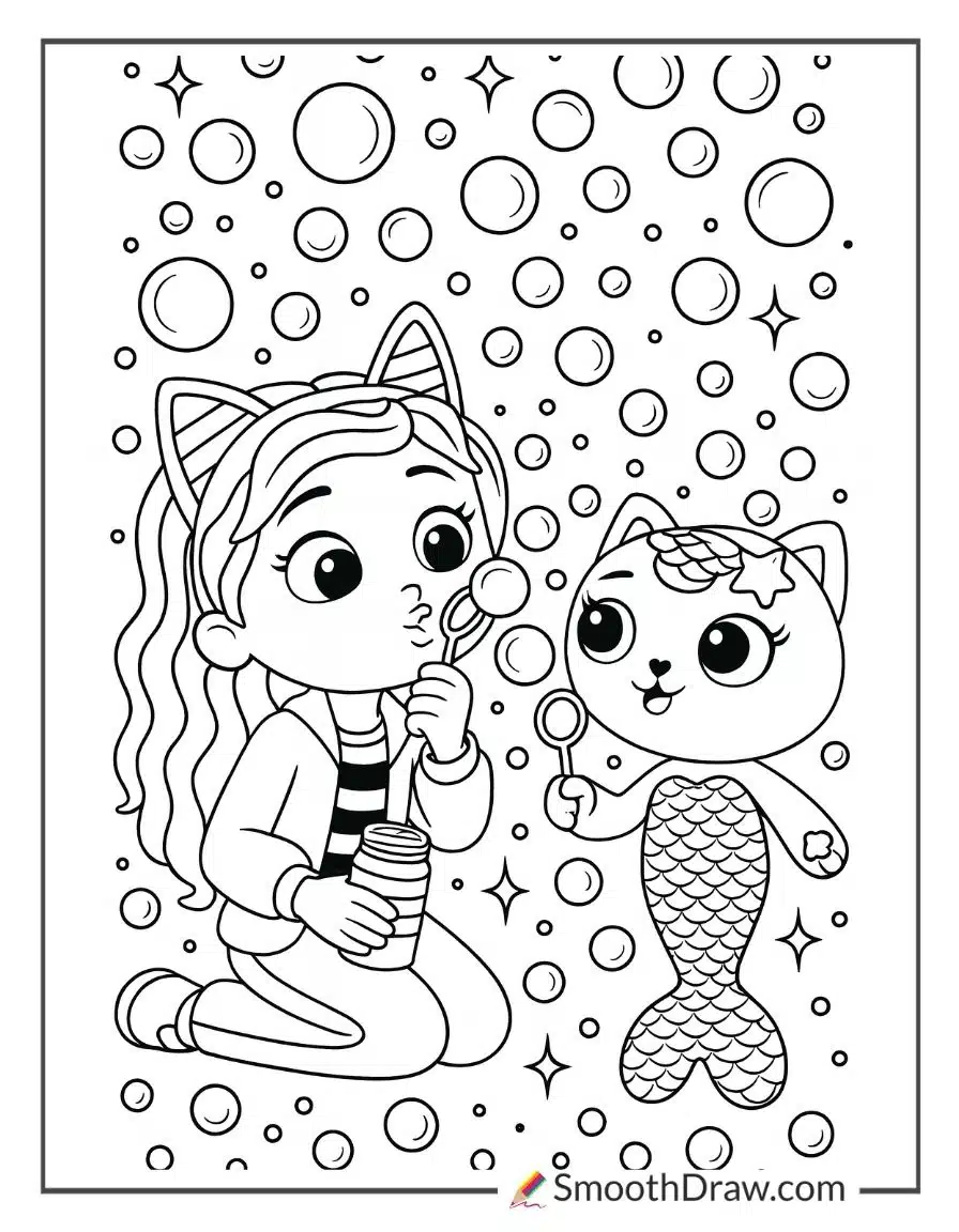 Gabby And MerCat Blowing Bubbles