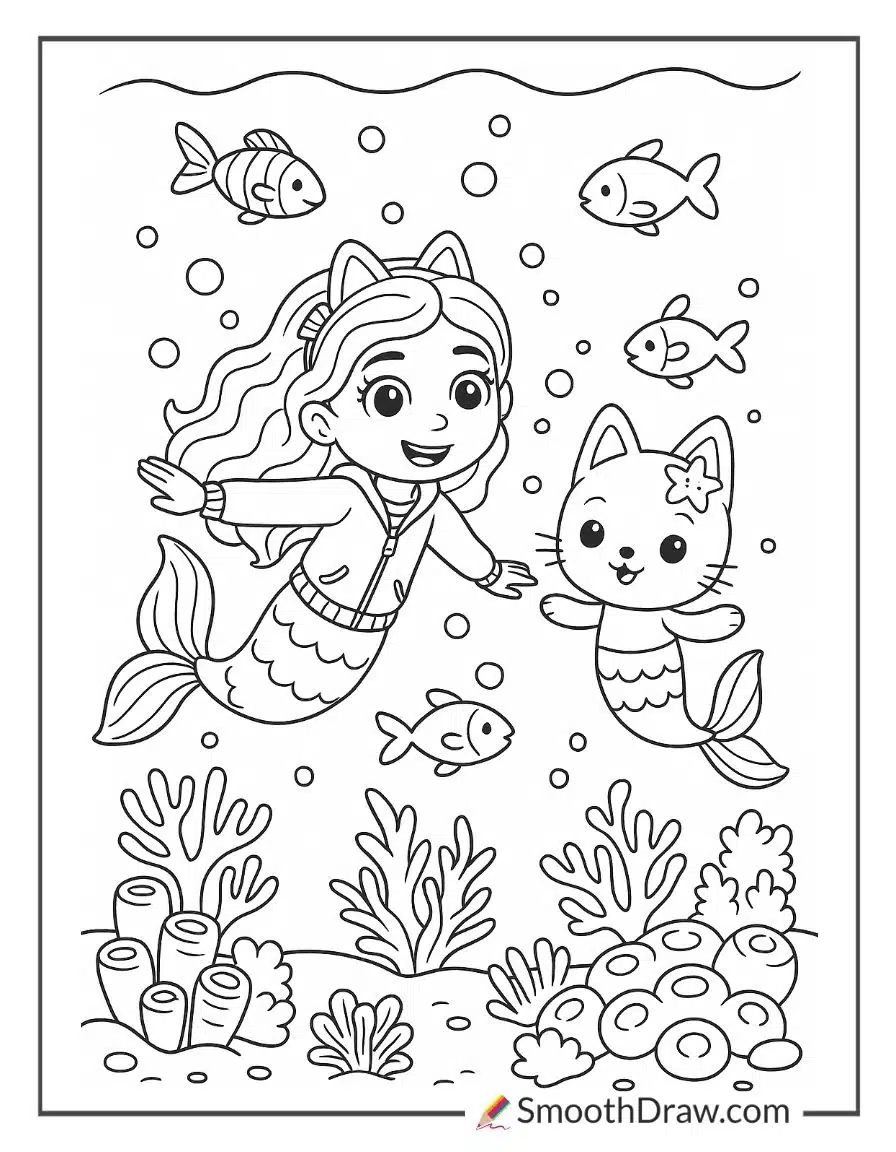 Gabby And MerCat Swimming Underwater