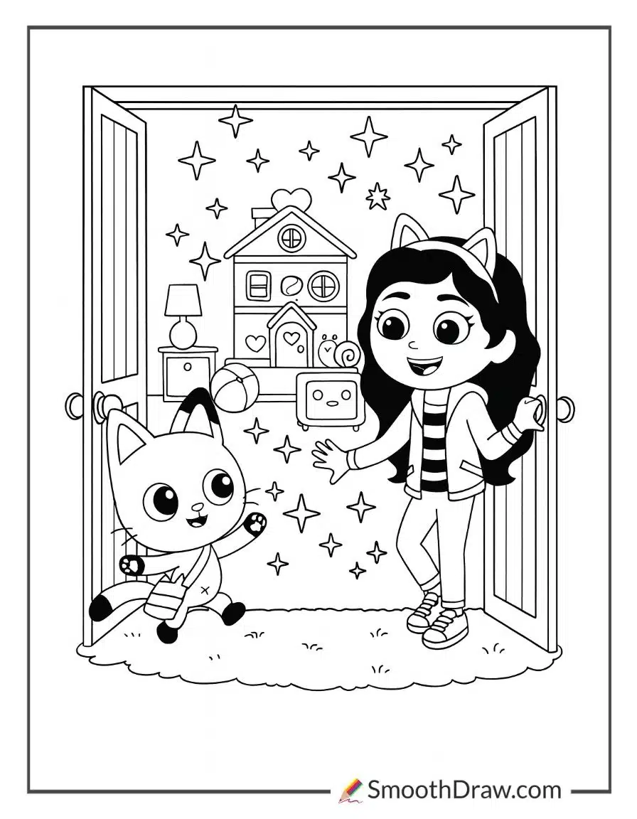 Gabby Exploring A New Dollhouse Floor