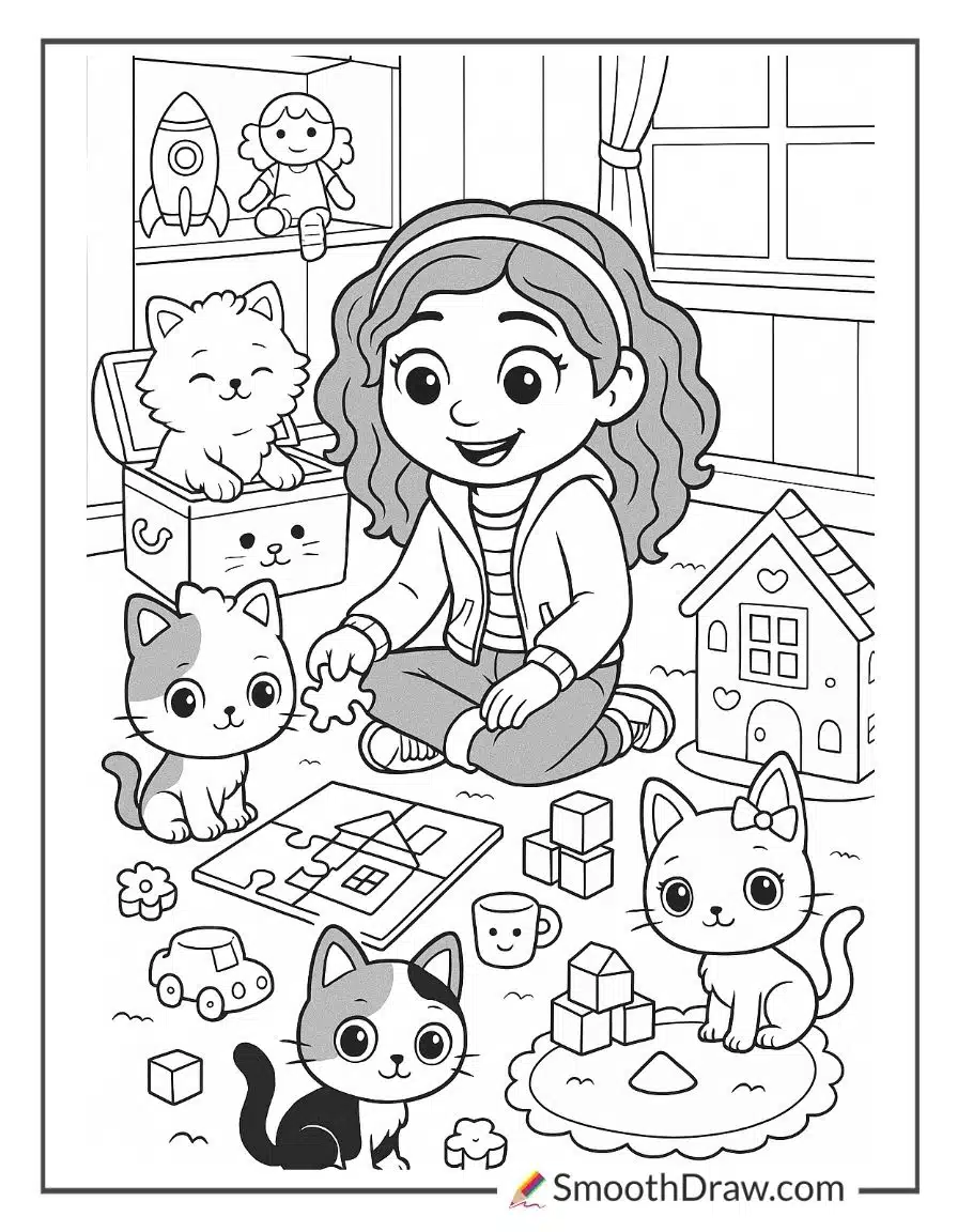 Gabby Having Fun In The Playroom Coloring Pages