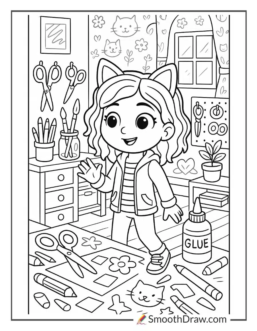 Gabby Visiting Baby Boxs Craft Corner