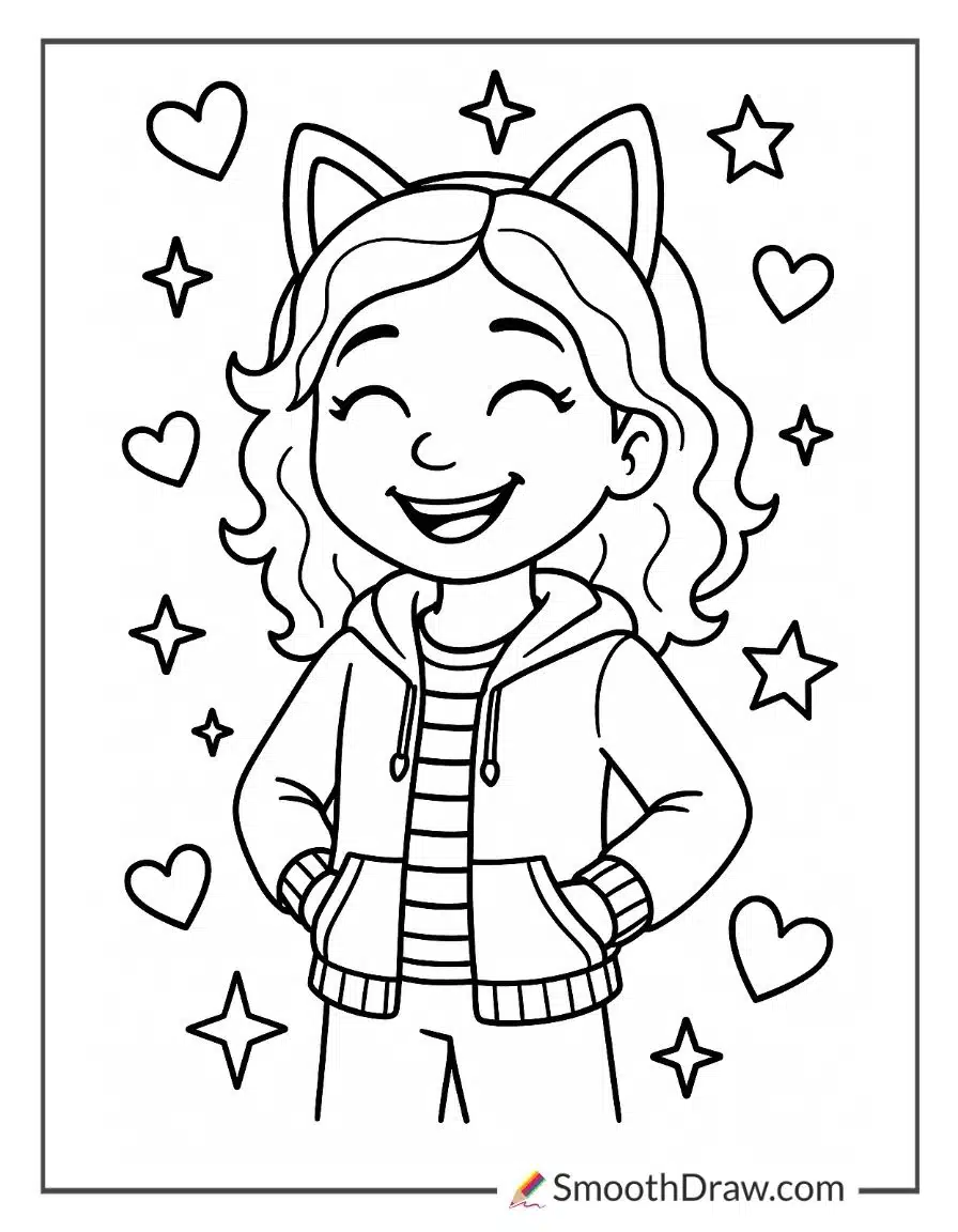 Gabby Wearing Her Cat Ears For Coloring
