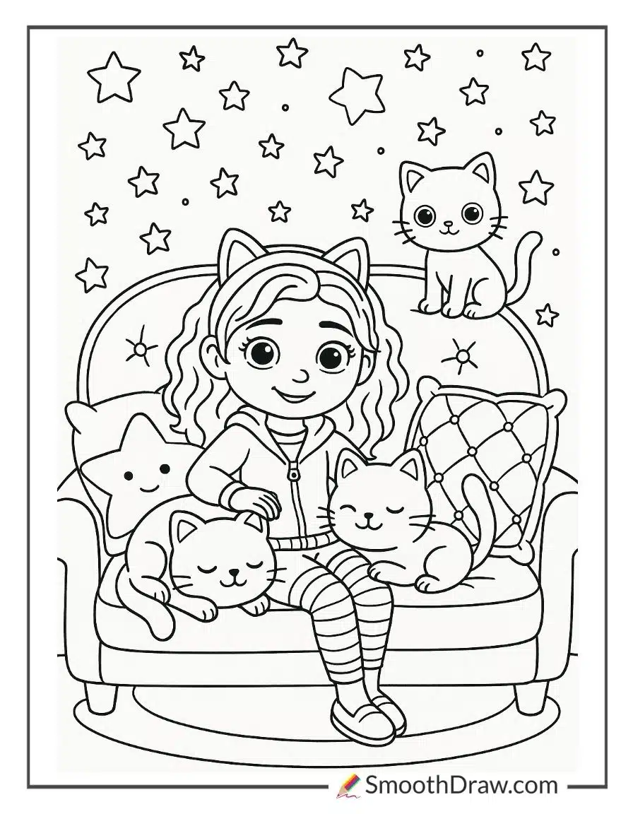 Gabbys Cozy Dollhouse Scene For Coloring