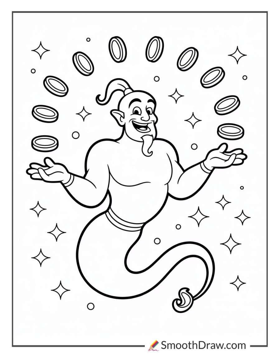 Genie juggling golden coins