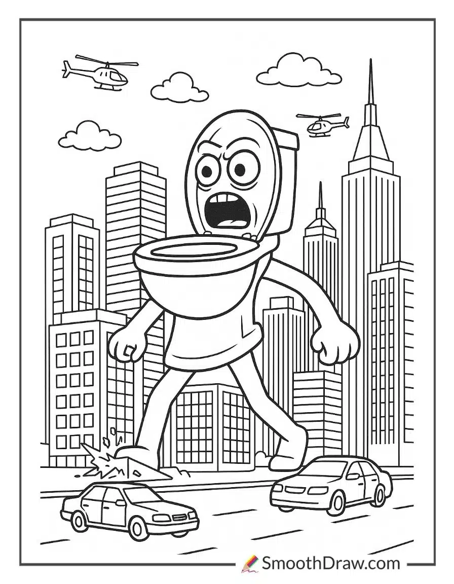 Giant Skibidi Toilet Attacking Buildings