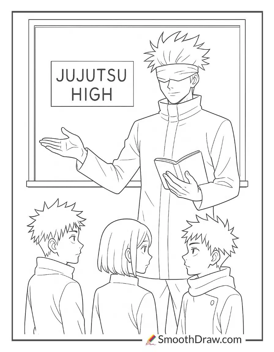 Gojo in classroom with students