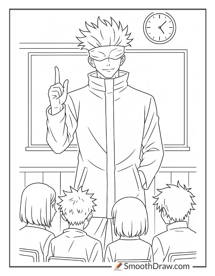 Gojo teaching students at Jujutsu High