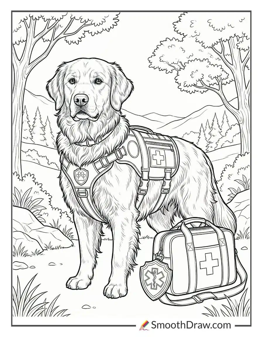 Golden Retriever Hero Dog Coloring Pages