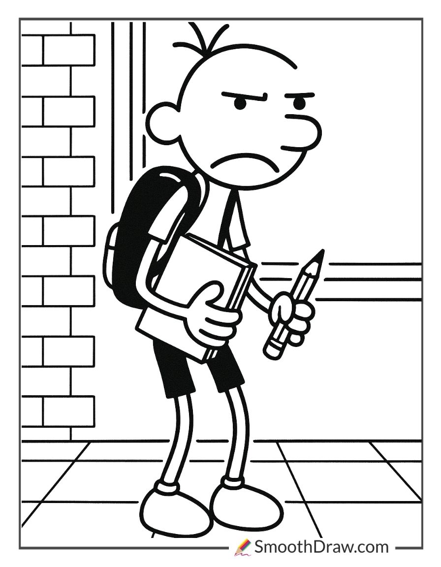 Greg Heffley Holding Book And Pencil