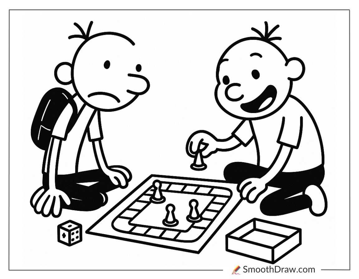 Greg And Rowley Playing Board Game