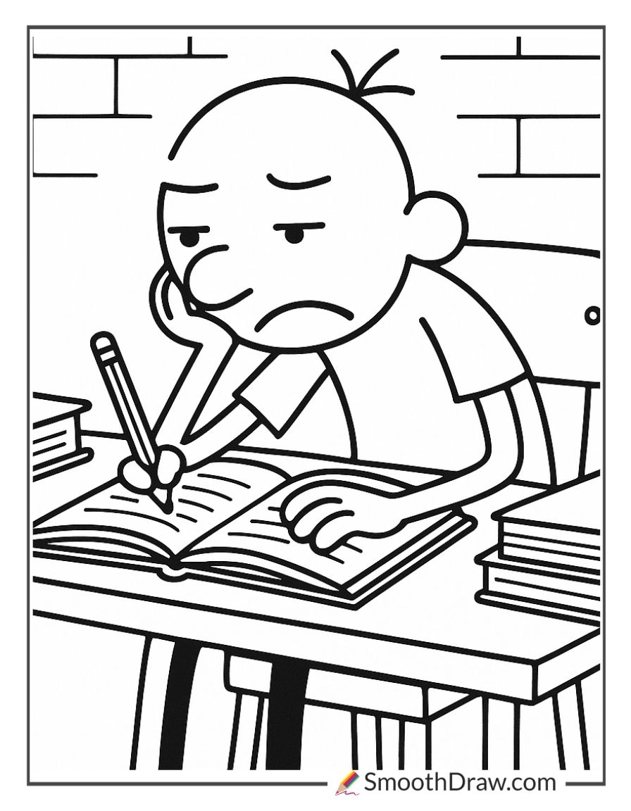 Greg Doing Homework At Desk