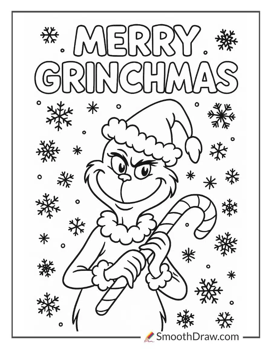 Grinch Holding A Candy Cane