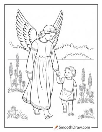 Guardian Angel Walking with a Child