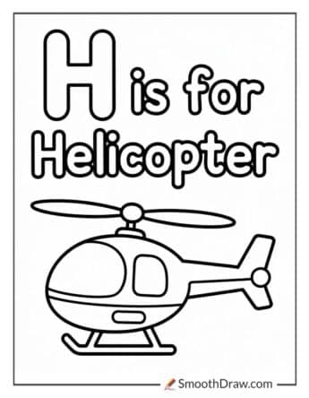 H is for helicopter coloring page