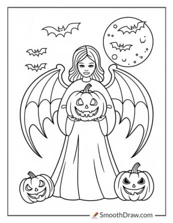Halloween Angel with a Pumpkin
