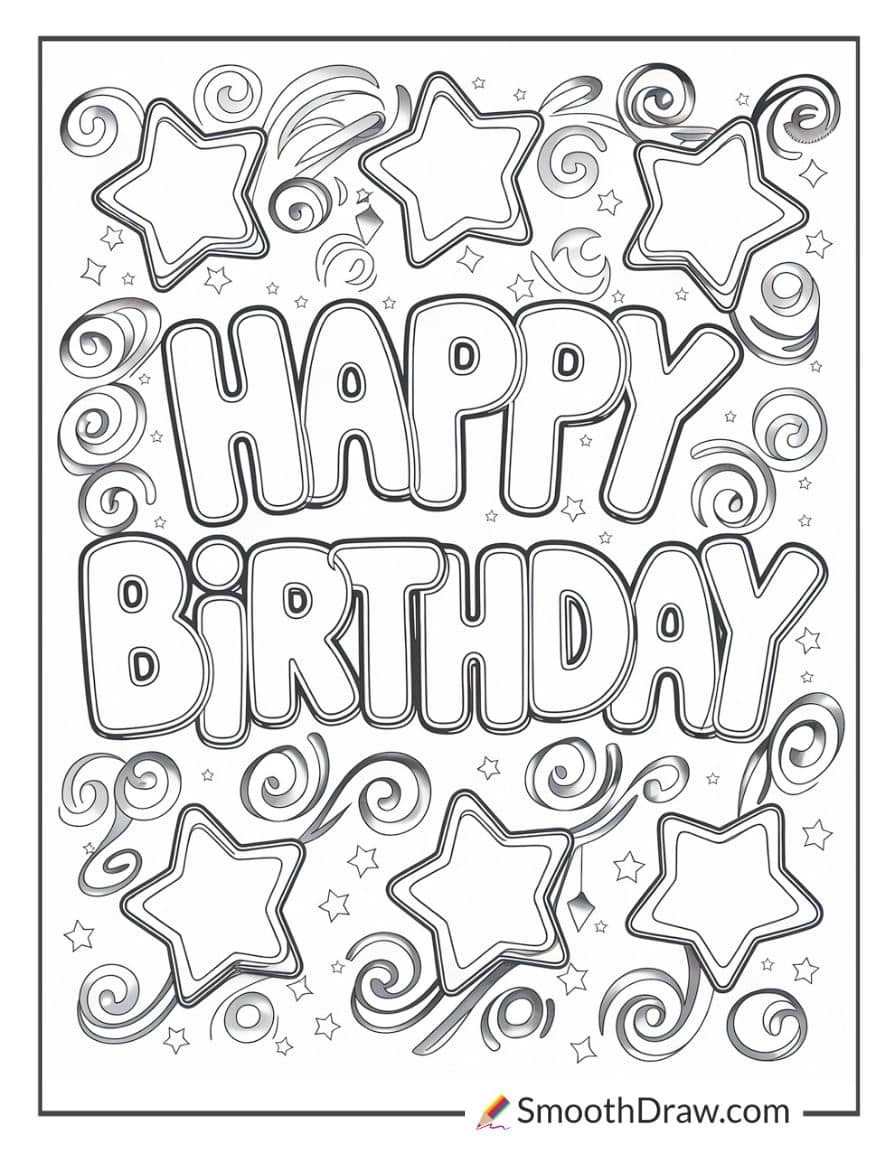 Happy Birthday Sign Coloring Page
