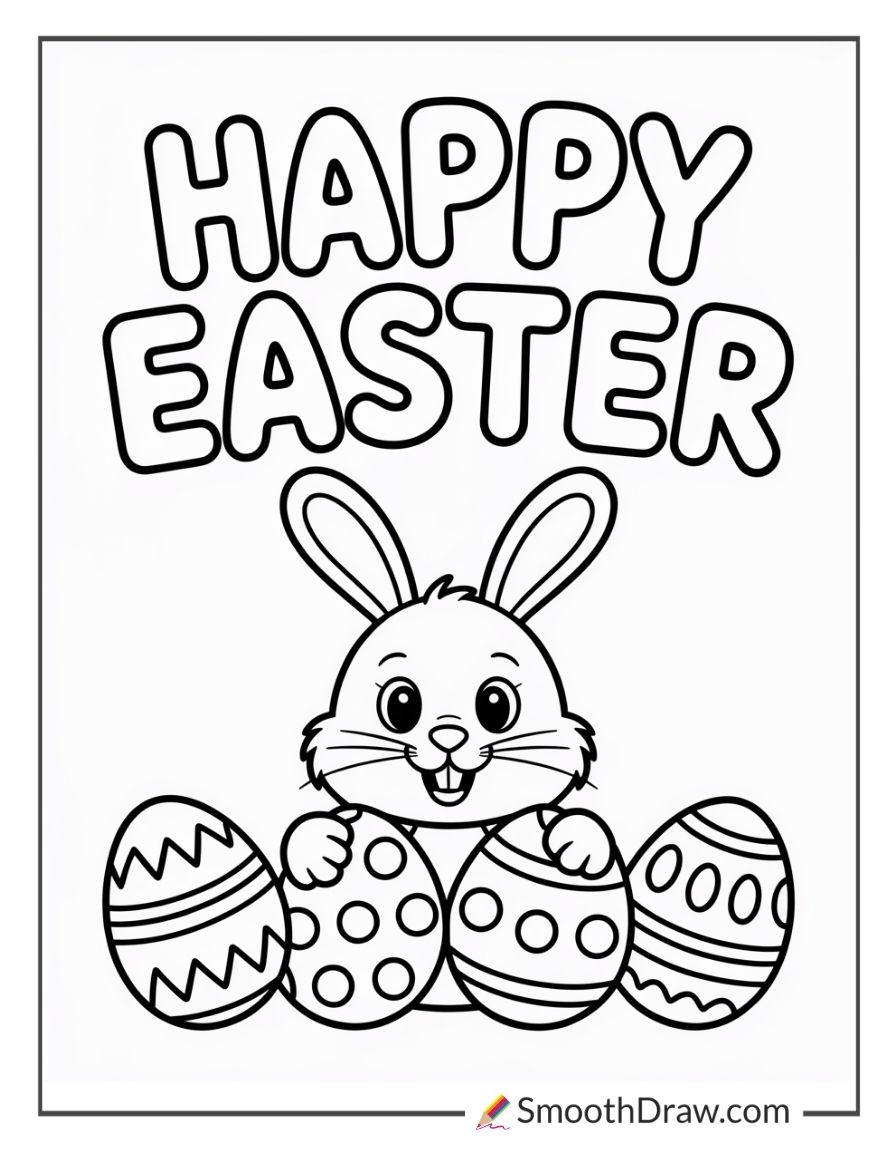 Happy Easter Bunny Coloring Page
