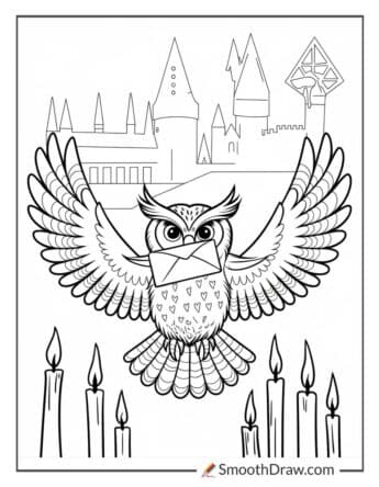 Harry Potter-style owl with Hogwarts letter