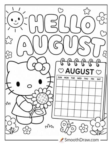 Hello Kitty August coloring page