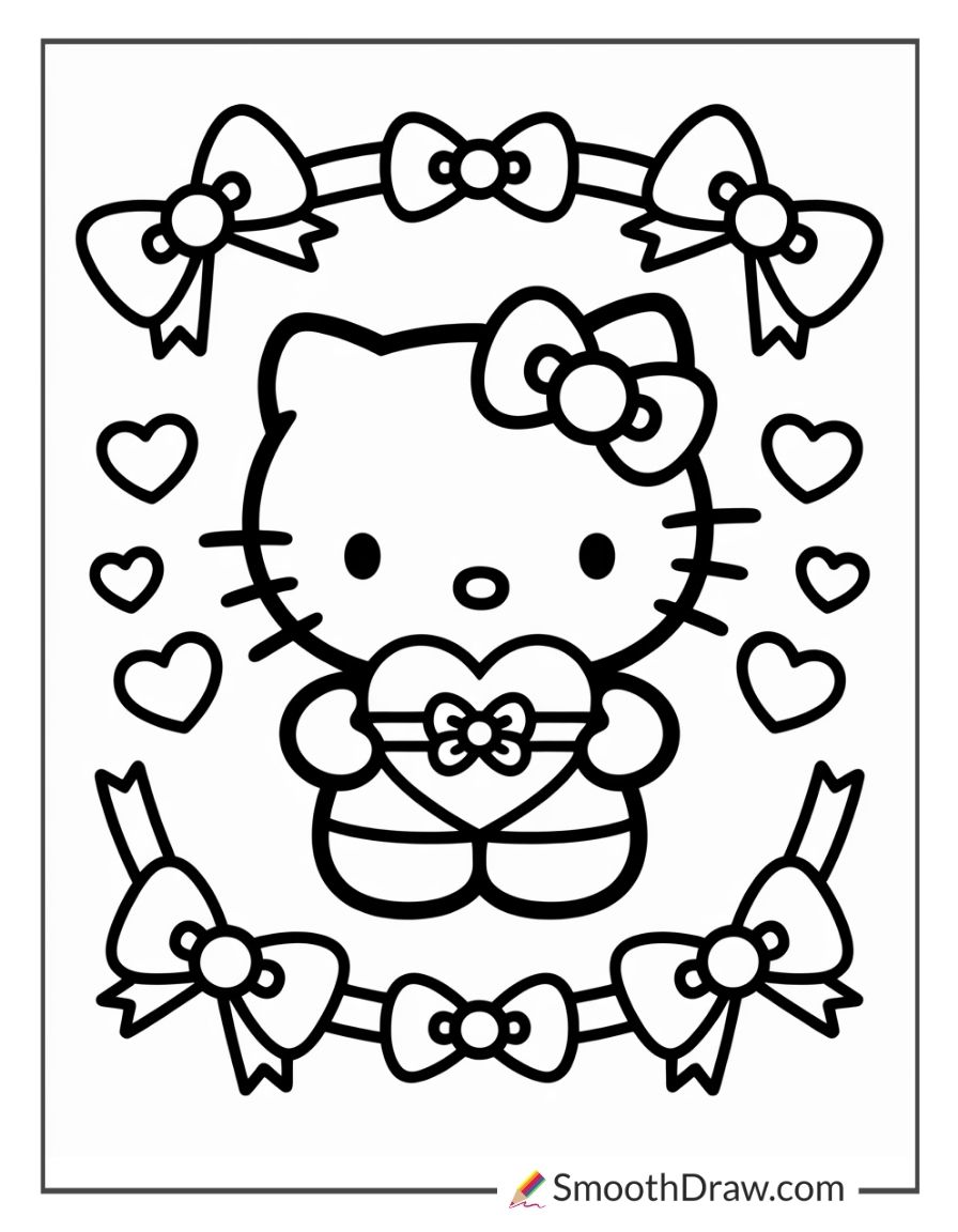 Hello Kitty Valentine Hearts And Bows