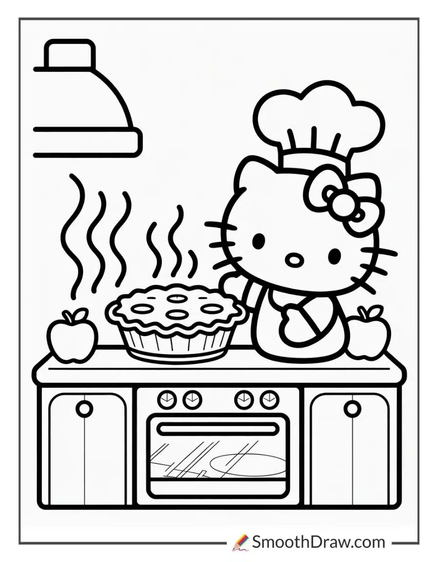 Hello Kitty Baking Apple Pie