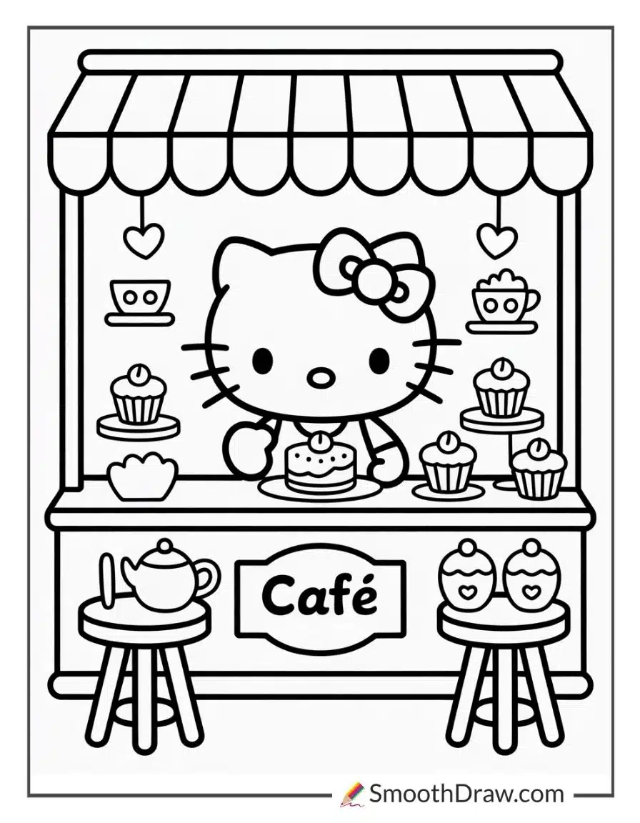 Hello Kitty Cafe Serving Sweets