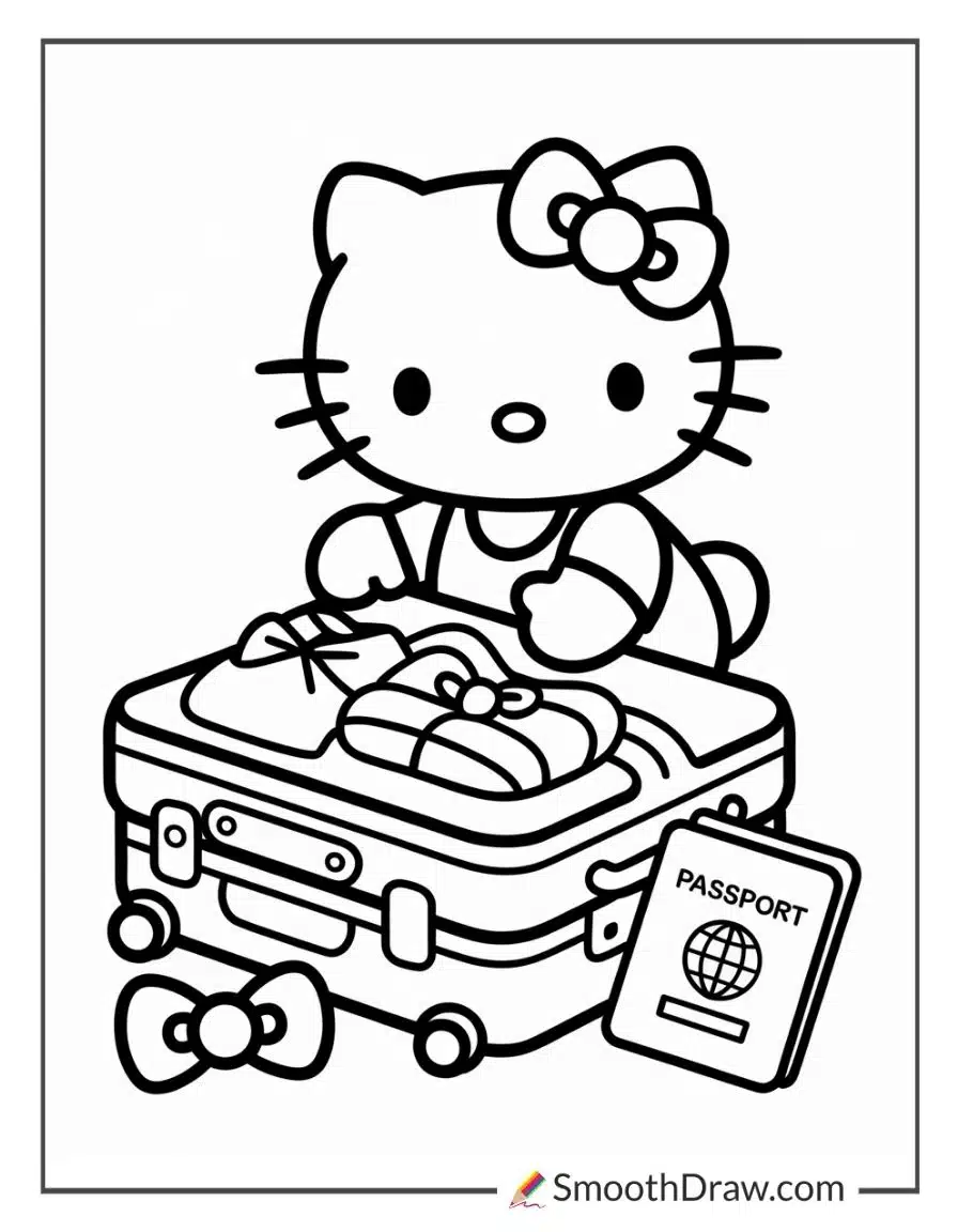 Hello Kitty Packing Suitcase For Trip