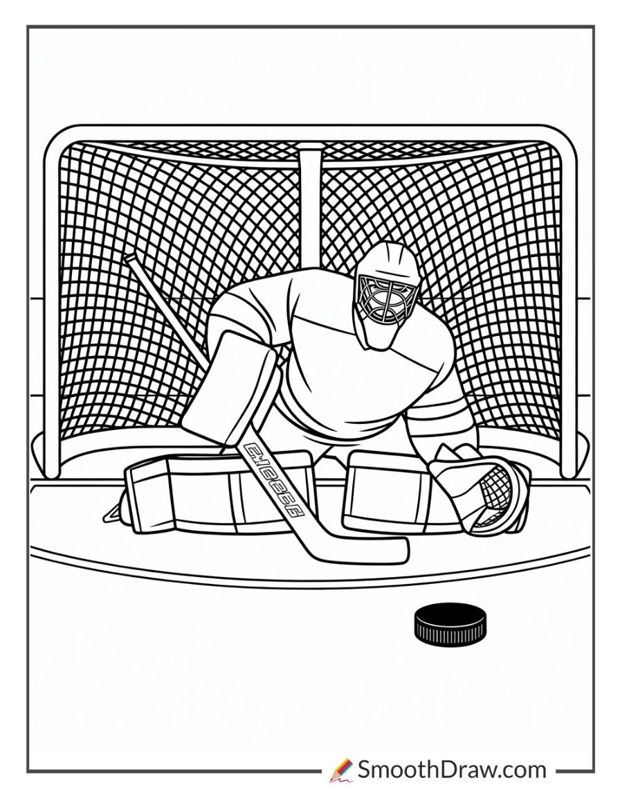 Hockey Goalie Making Save