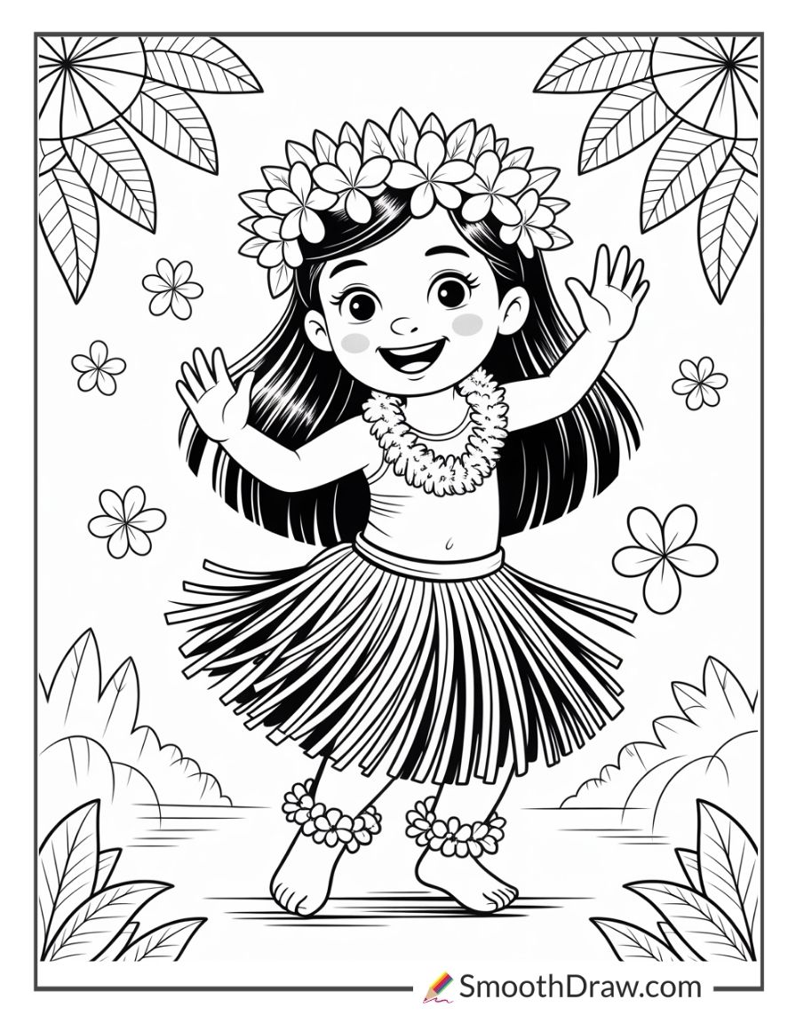 Hula dancer with grass skirt