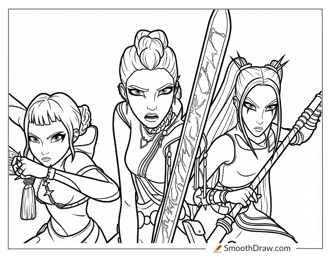 Huntrix Fighting Demons