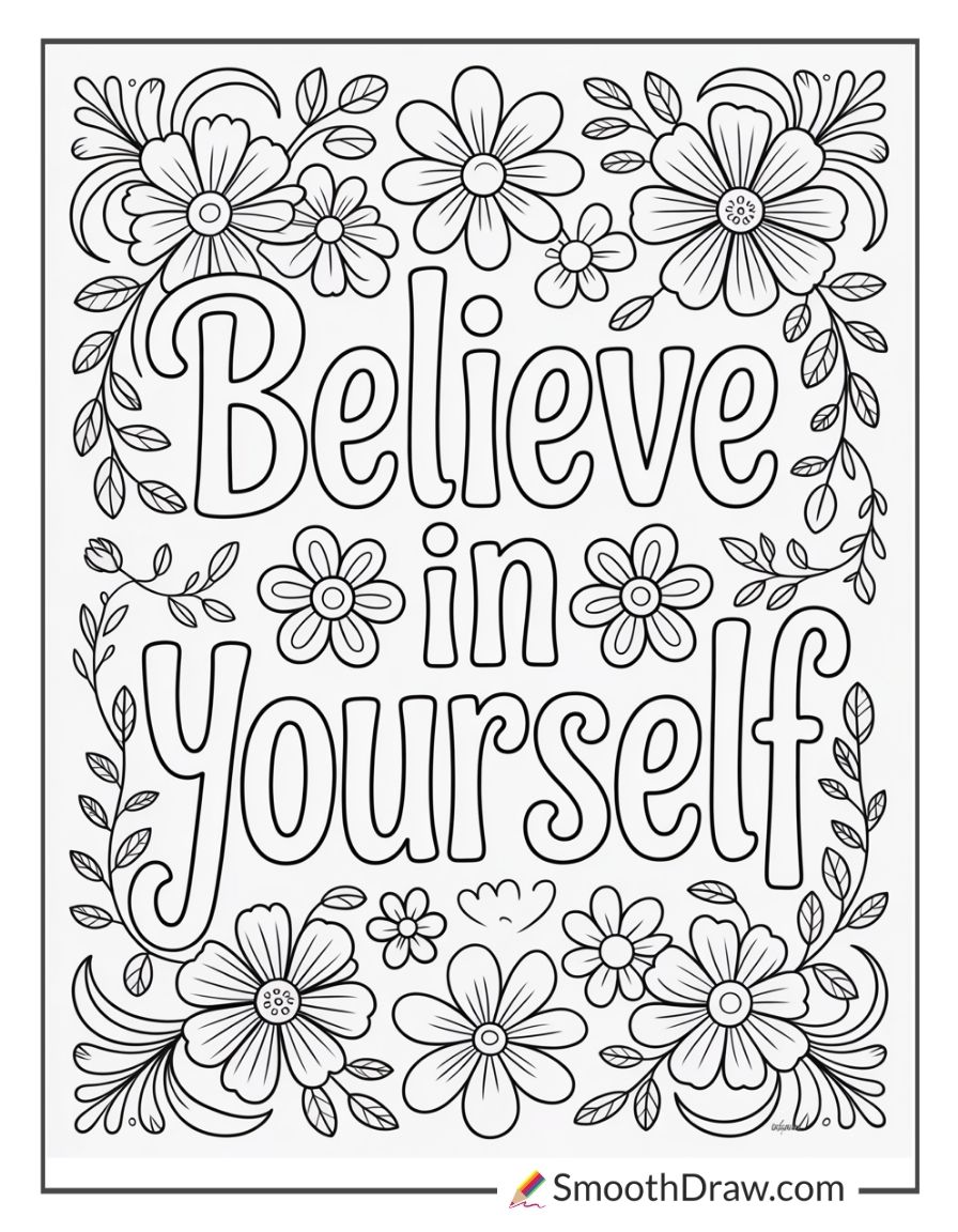 Inspirational Typography Art Coloring Page
