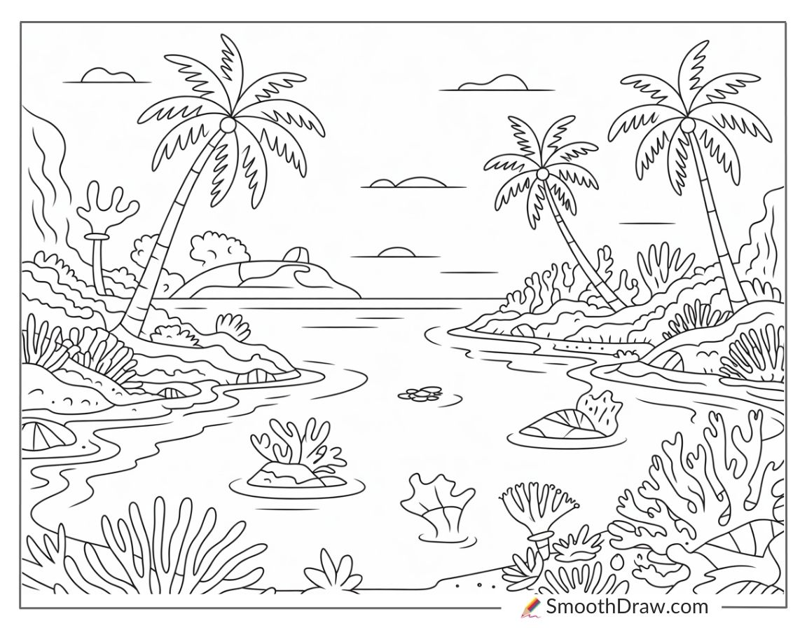 Island lagoon with crystal clear water