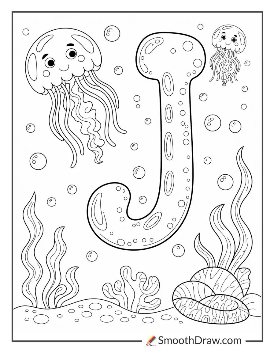 J For Jellyfish Ocean ABC Page
