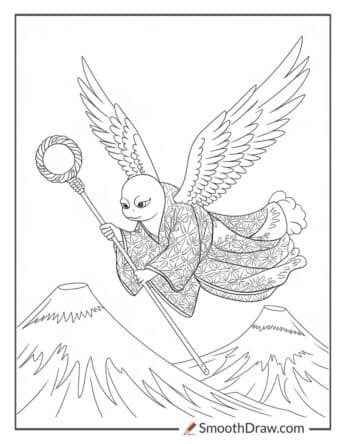 Japanese Tengu with Angelic Wings