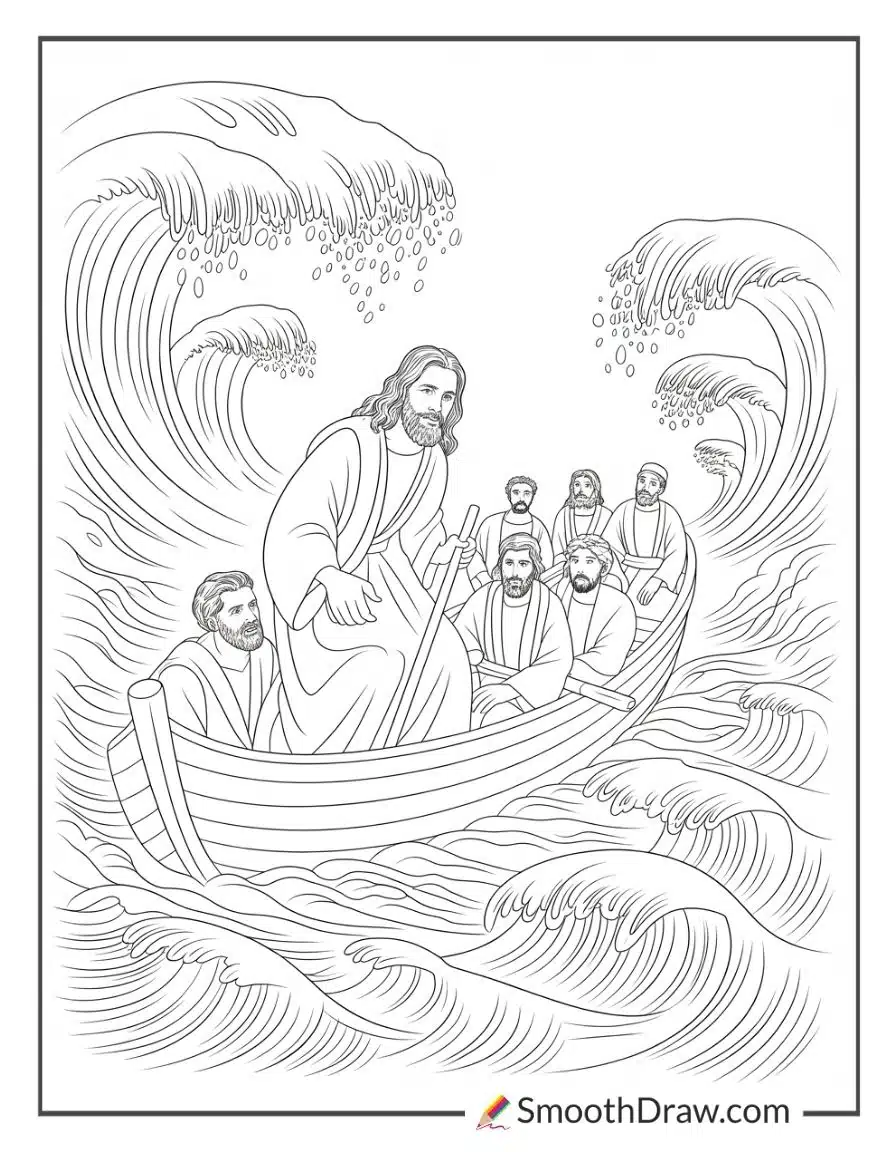 Jesus Calming The Storm Illustration