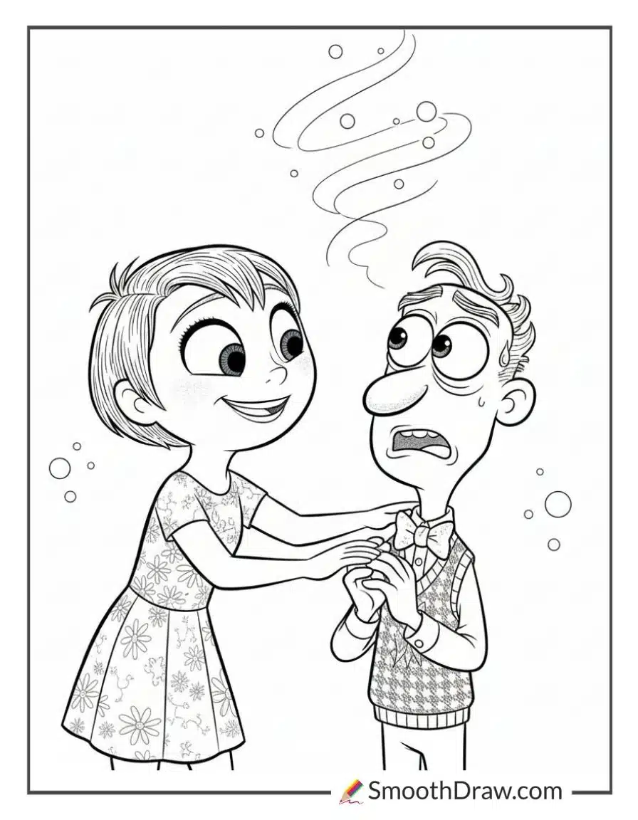 Joy Cheering Up Sadness For Coloring