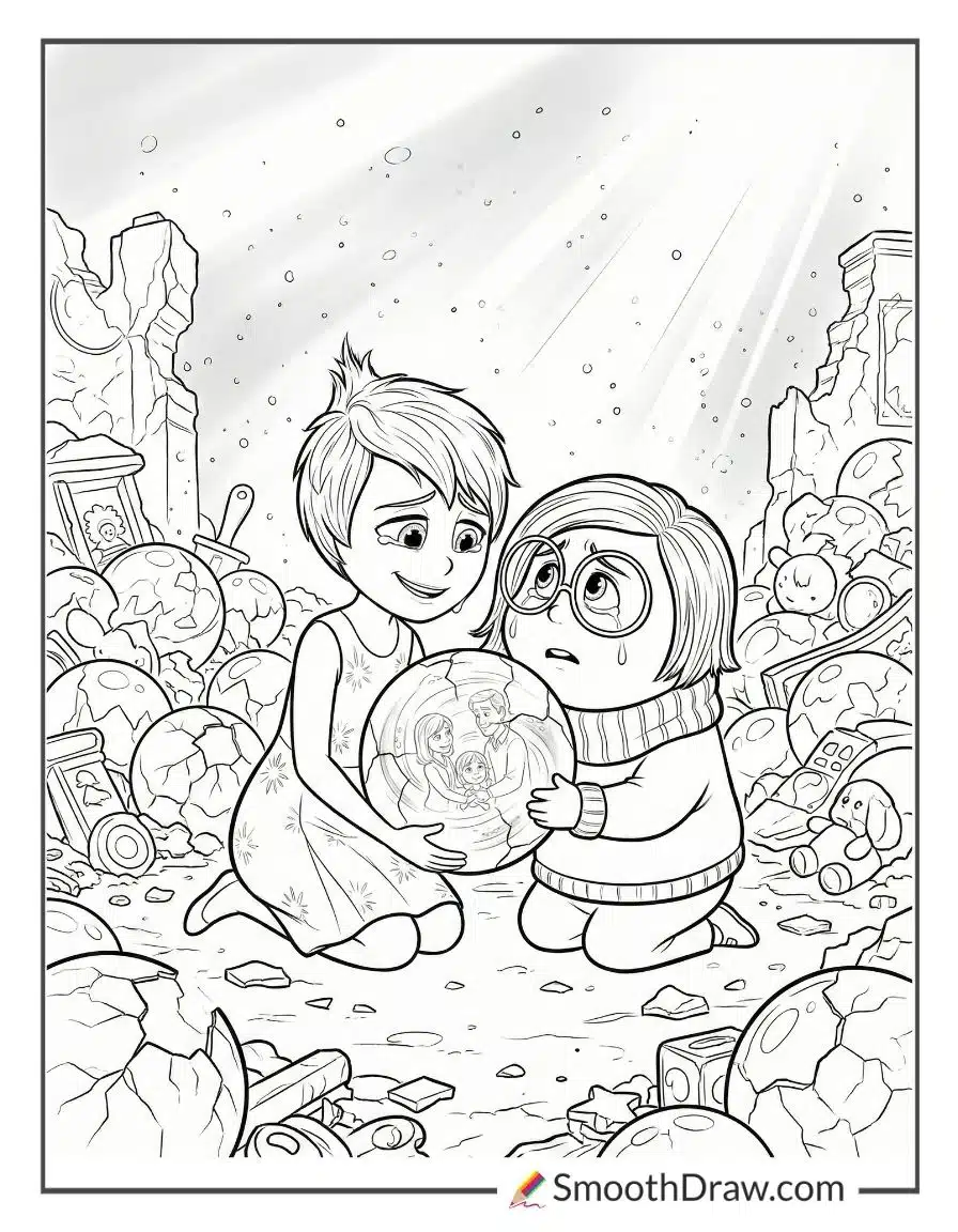 Joy Comforting Sadness For Coloring