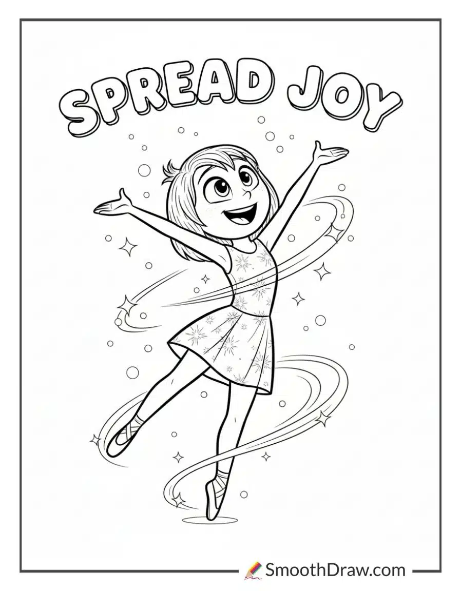 Joy Dancing With Glowing Lights Coloring Page