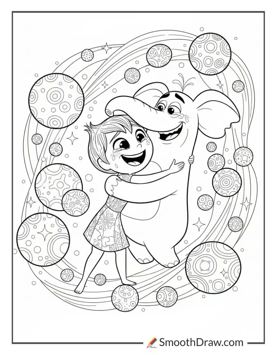 Joy Hugging Bing Bong Coloring Sheet