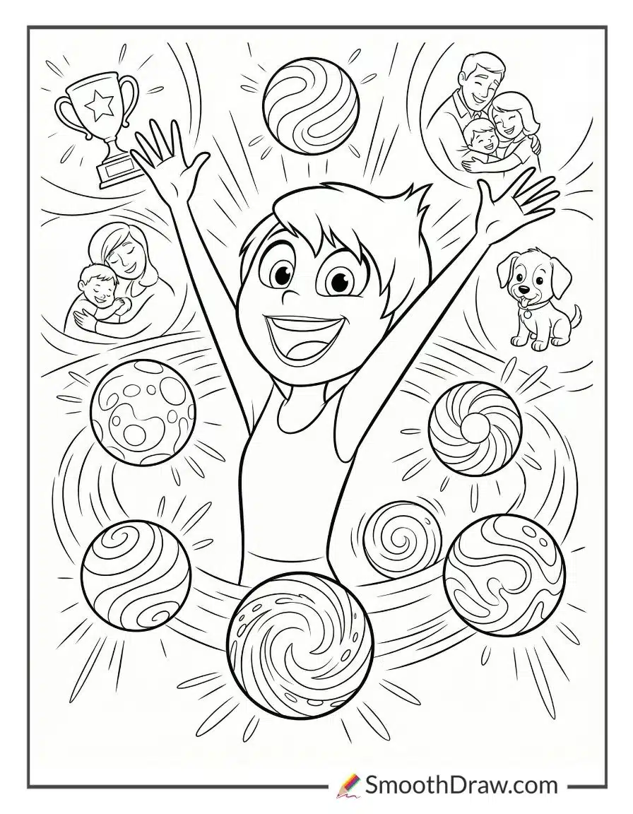 Joy Jumping With Excitement For Coloring