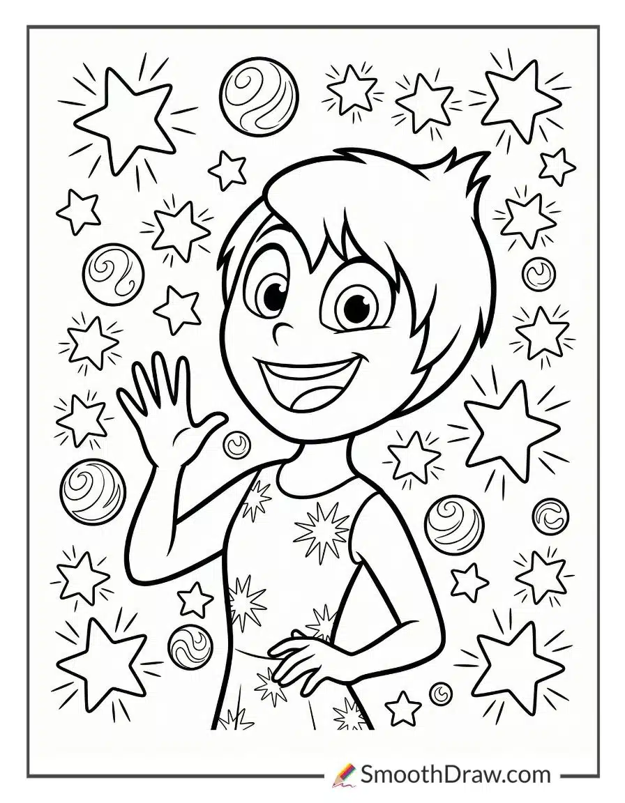 Joy Surrounded By Sparkles For Coloring