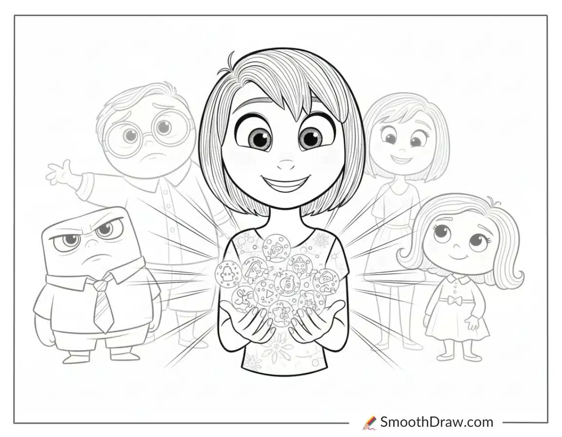 Joy With Glowing Memory Orbs Coloring Page