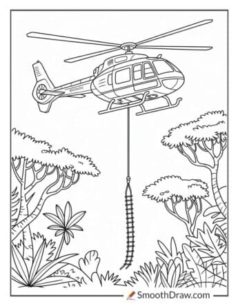 Jungle rescue helicopter coloring pages