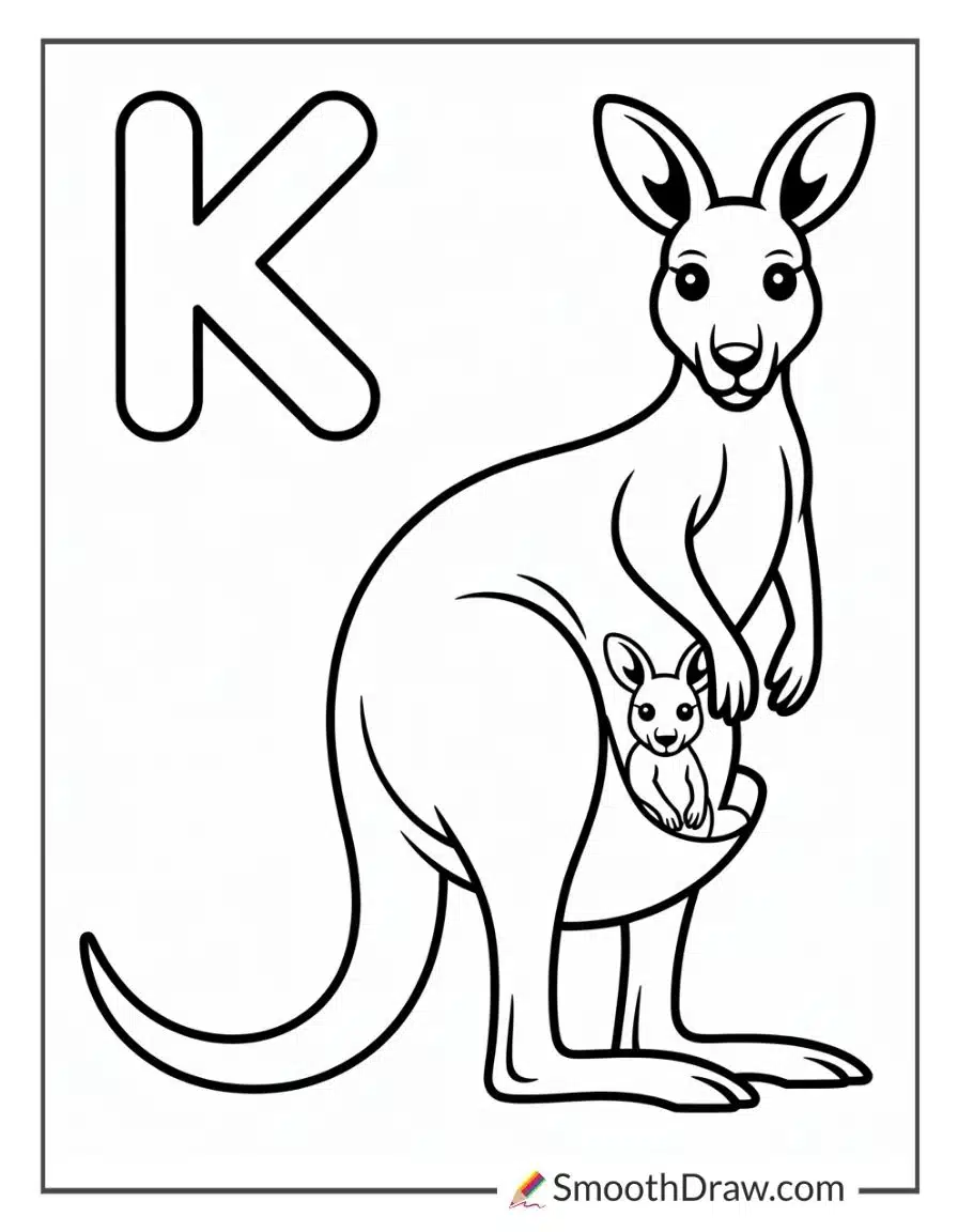 K For Kangaroo Coloring Sheet