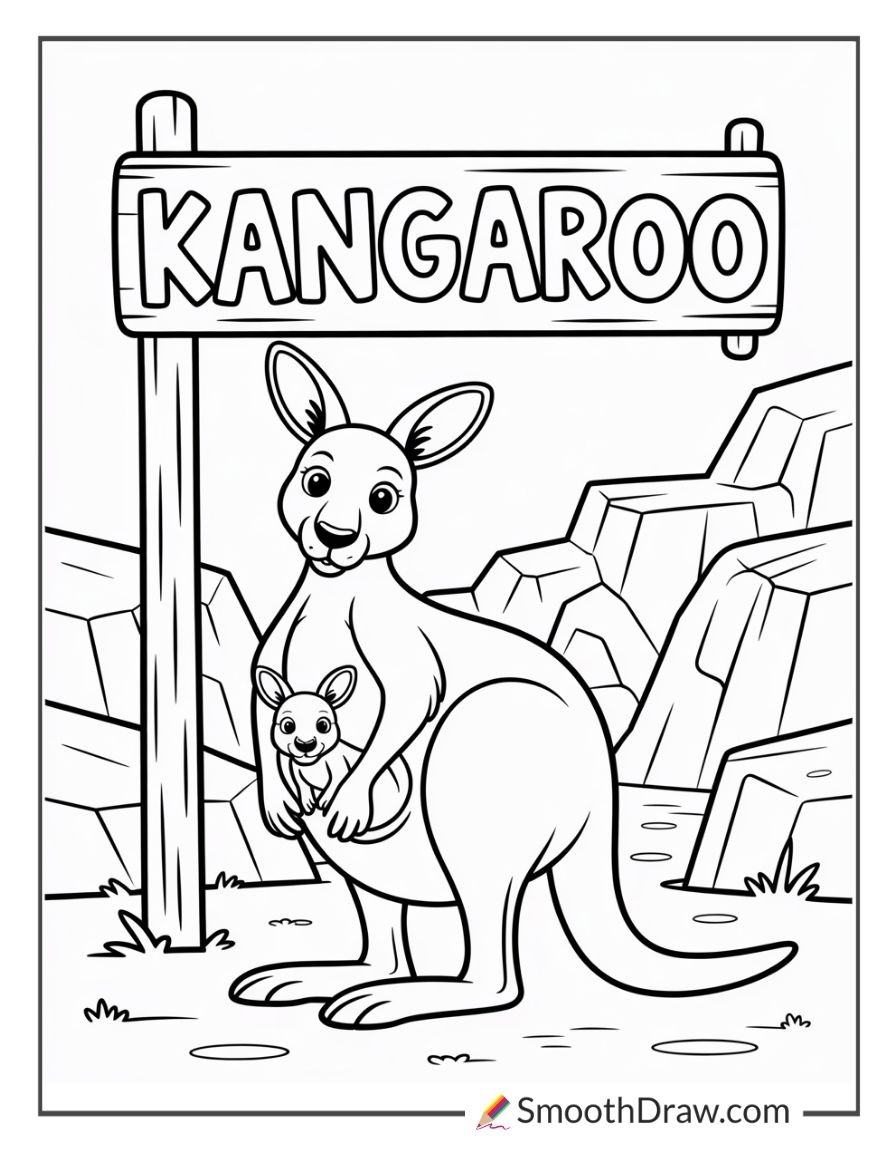 Kangaroo And Joey At The Zoo