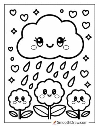 Kawaii spring coloring pages